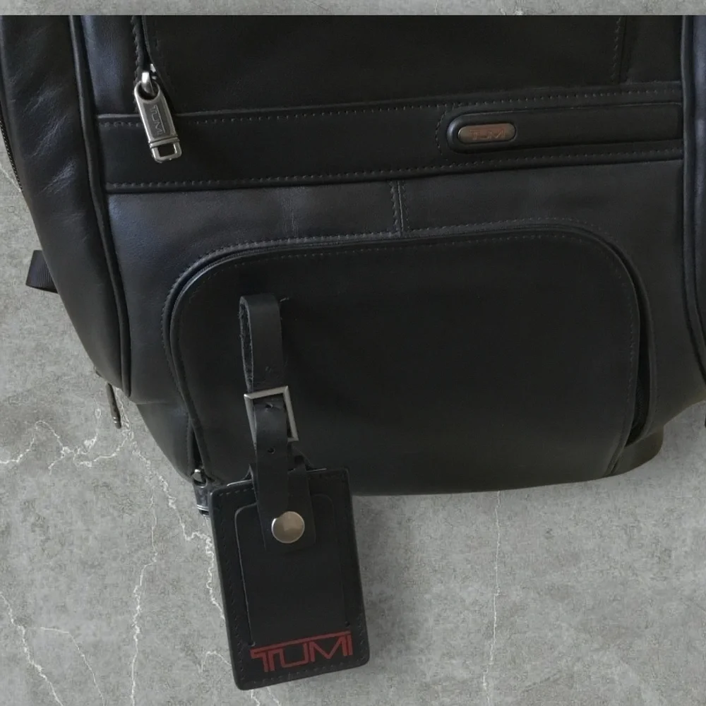 Tumi Black leather Laptop Backpack